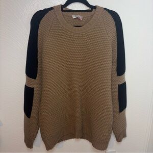 Tim Coppens Men's Cable Kit Two Tone Tan and Black Sweater Size L